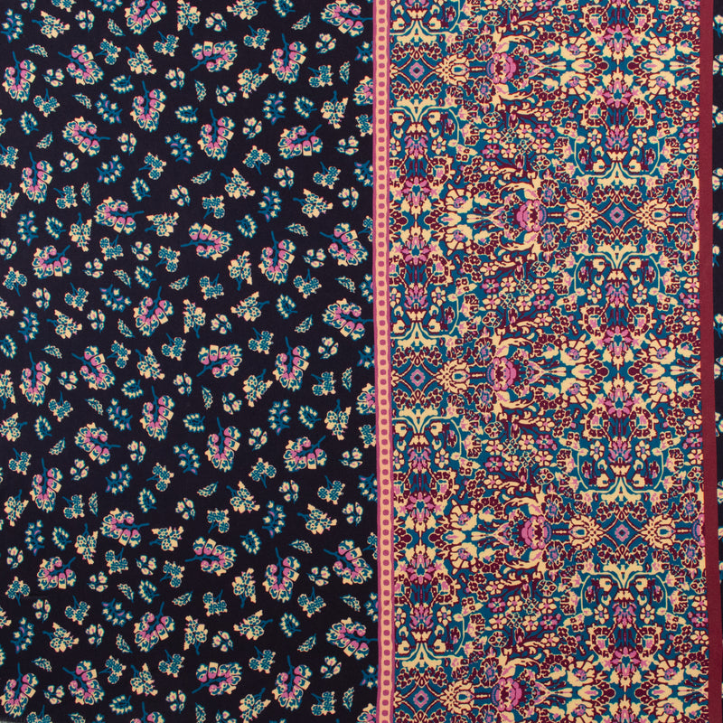 Challis de rayonne imprimé - NORA - 004 - Marine