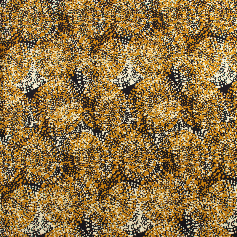 Challis de rayonne imprimé - NORA - 005 - Moutarde