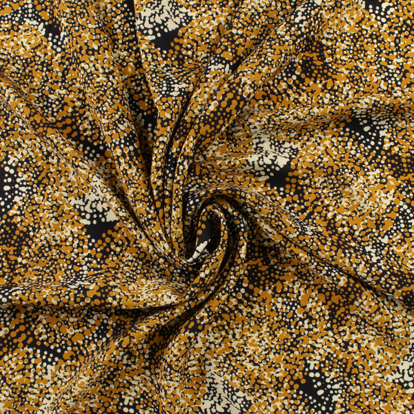 Challis de rayonne imprimé - NORA - 005 - Moutarde