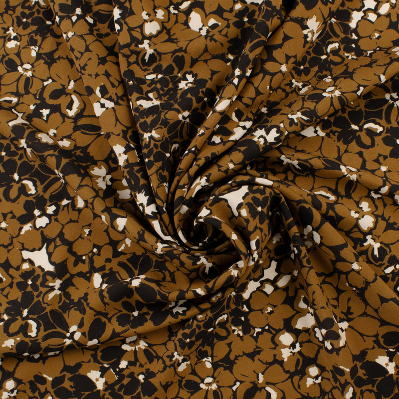 Challis de rayonne imprimé - NORA - 007 - Brun