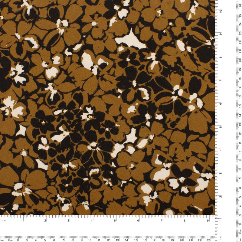 Challis de rayonne imprimé - NORA - 007 - Brun