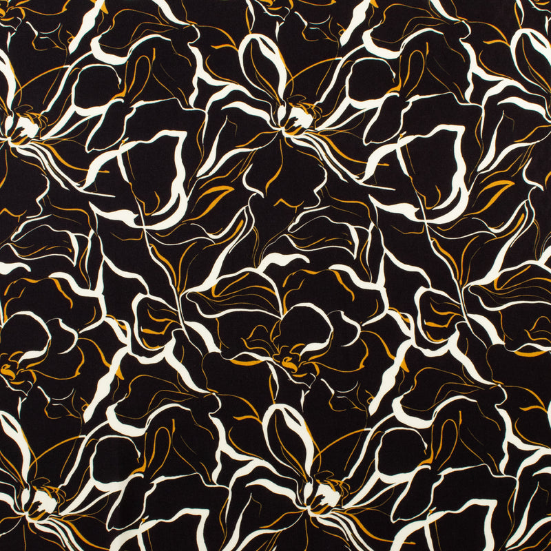 Challis de rayonne imprimé - NORA - 009 - Noir