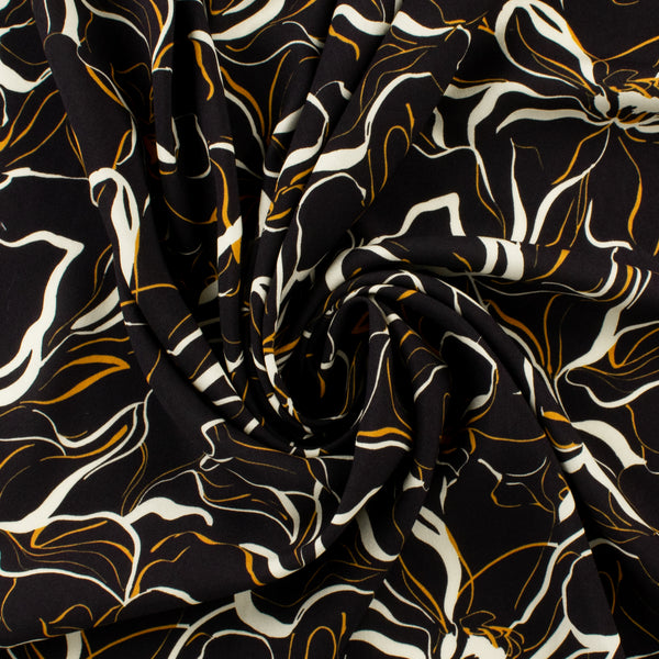 Challis de rayonne imprimé - NORA - 009 - Noir