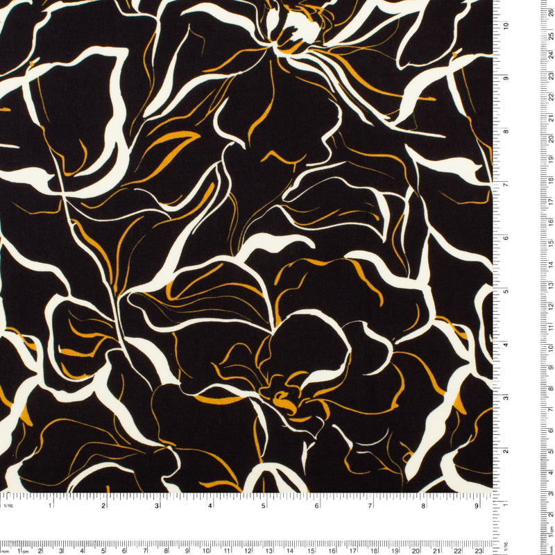 Challis de rayonne imprimé - NORA - 009 - Noir