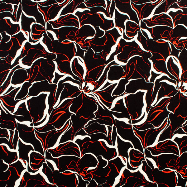 Challis de rayonne imprimé - NORA - 010 - Noir