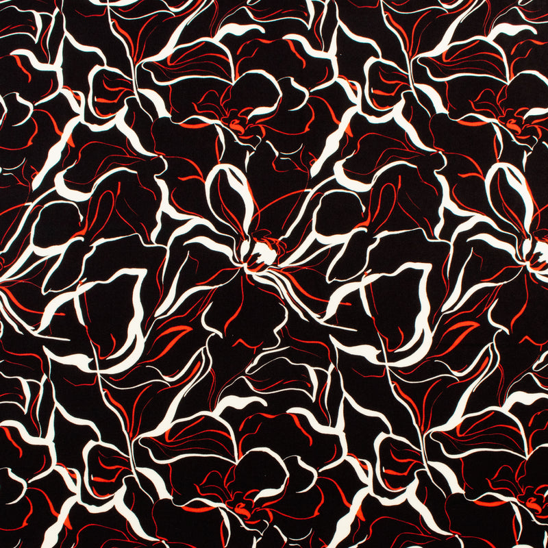 Challis de rayonne imprimé - NORA - 010 - Noir