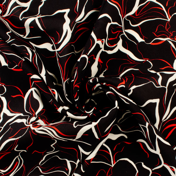 Challis de rayonne imprimé - NORA - 010 - Noir