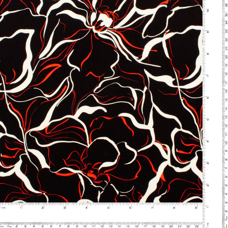 Challis de rayonne imprimé - NORA - 010 - Noir