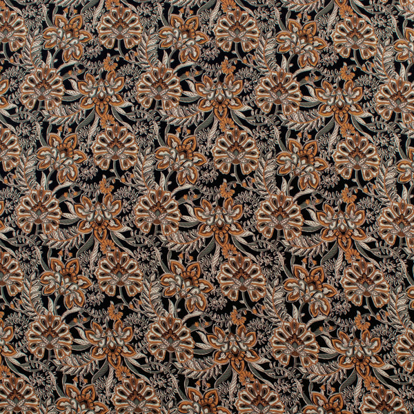 Rayon Challis Print - NORA - 011 - Black