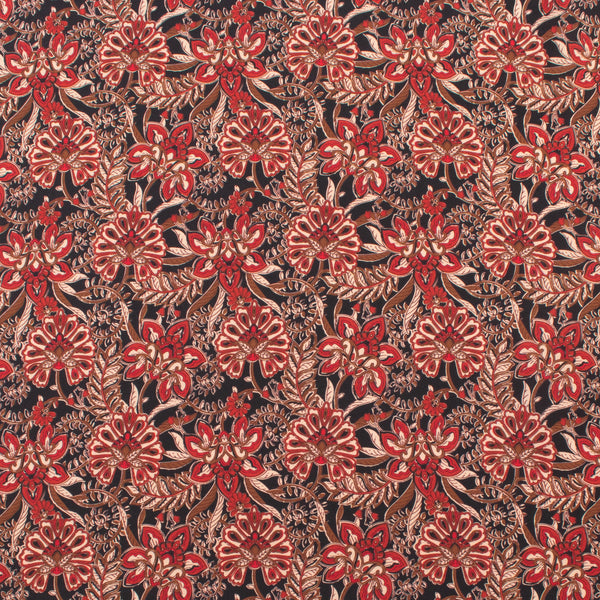 Rayon Challis Print - NORA - 012 - Black