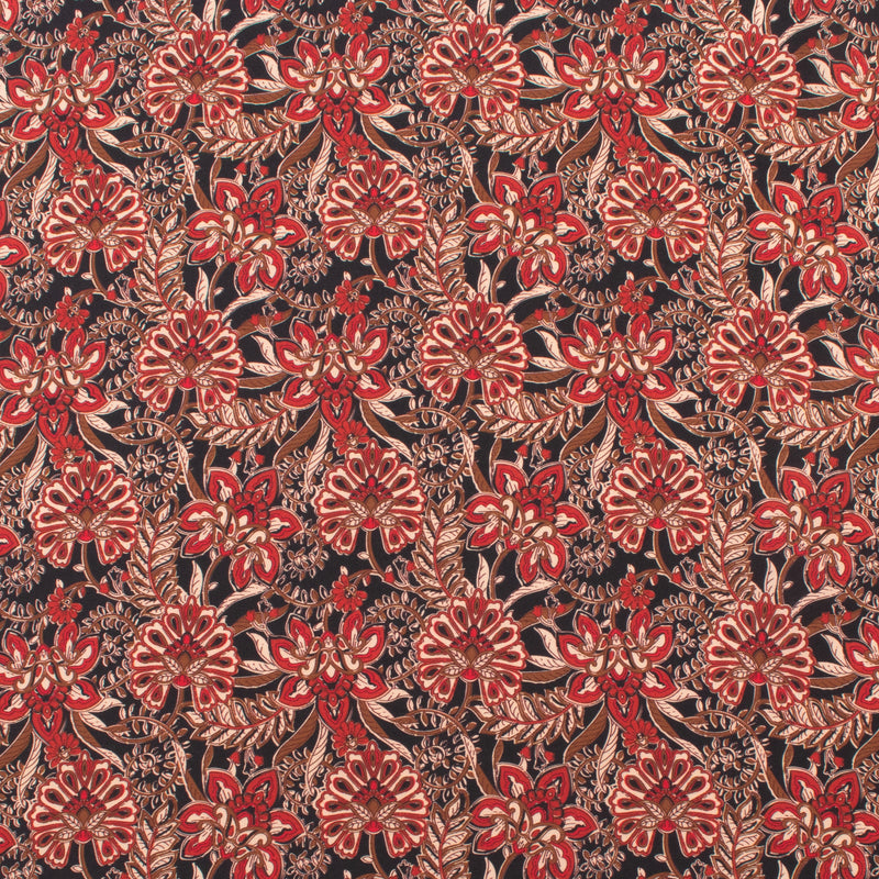 Challis de rayonne imprimé - NORA - 012 - Noir