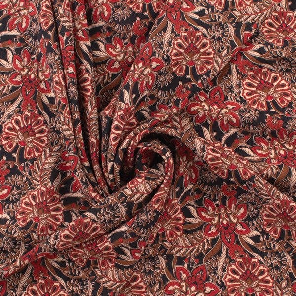 Rayon Challis Print - NORA - 012 - Black