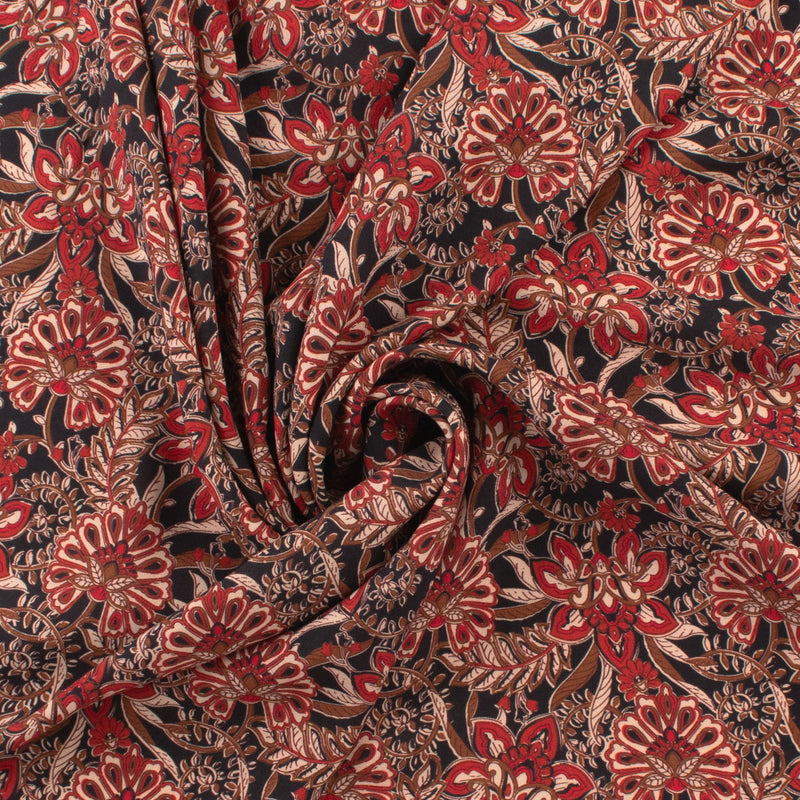 Challis de rayonne imprimé - NORA - 012 - Noir