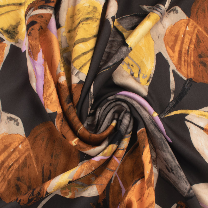 Rayonne satin imprimé - PANDORE - 004 - Noir