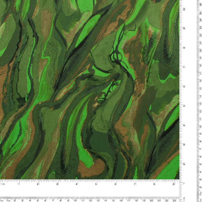 Rayon Satin Print - VERDE - 002 - Green