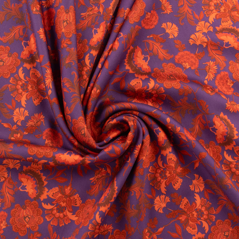 Rayon Satin Print - PANDORA - 001 - Purple