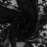 Embroidered Mesh - CROWN JEWELS - 064 - Black