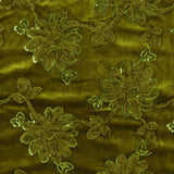 Embroidered chenille velvet - CROWN JEWELS - 002 - Olive
