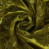 Embroidered chenille velvet - CROWN JEWELS - 002 - Olive