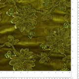 Embroidered chenille velvet - CROWN JEWELS - 002 - Olive