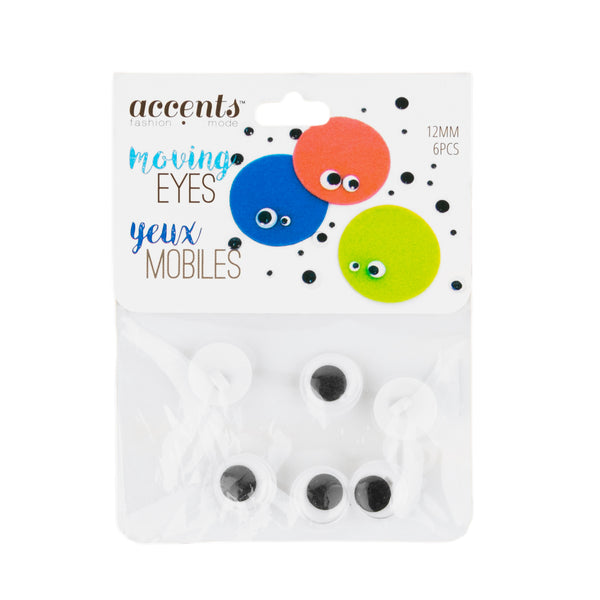 Moving Eyes - 12mm Button (6 pcs/pkg)