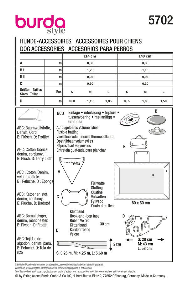 Burda 5702 - Dog Accessories