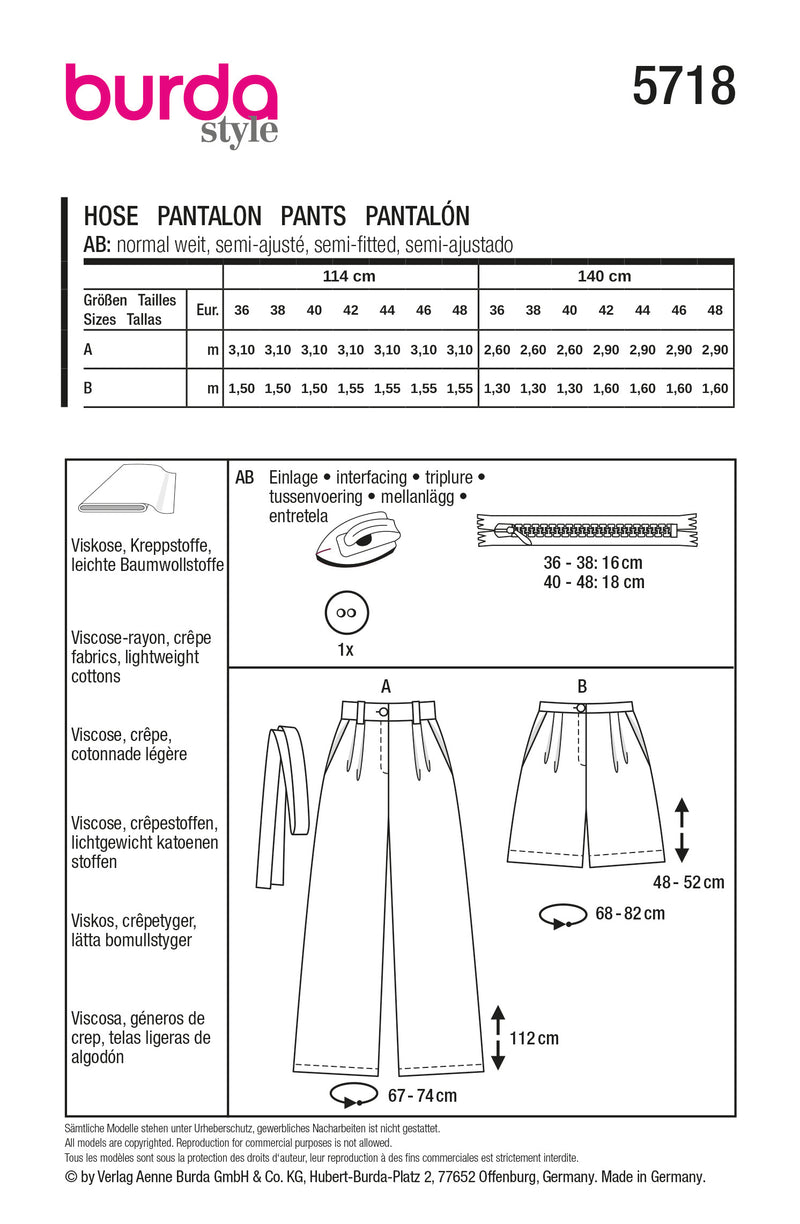 Burda 5718 - Trousers