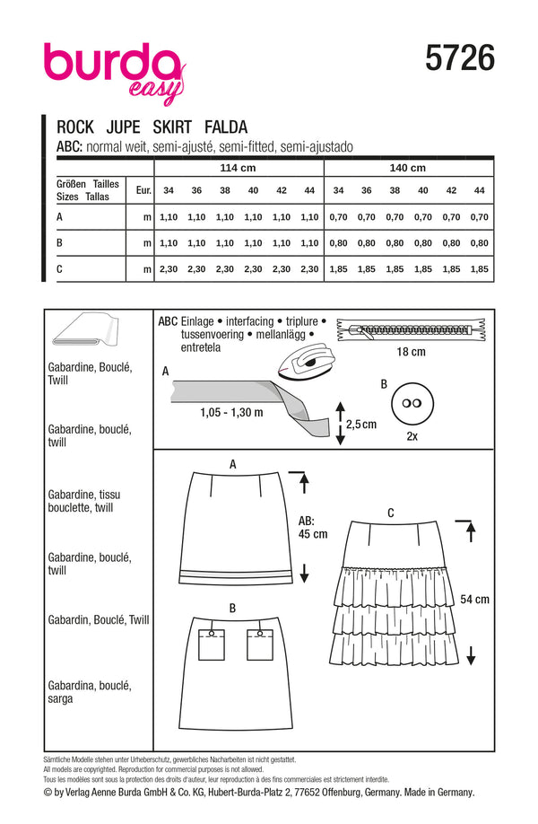 Burda 5726 - Skirt