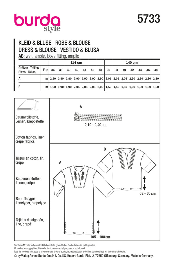 Burda 5733 - Dress & Blouse