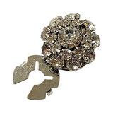 ROUND FLORAL RHINESTONE BUTTON COVER - Silver