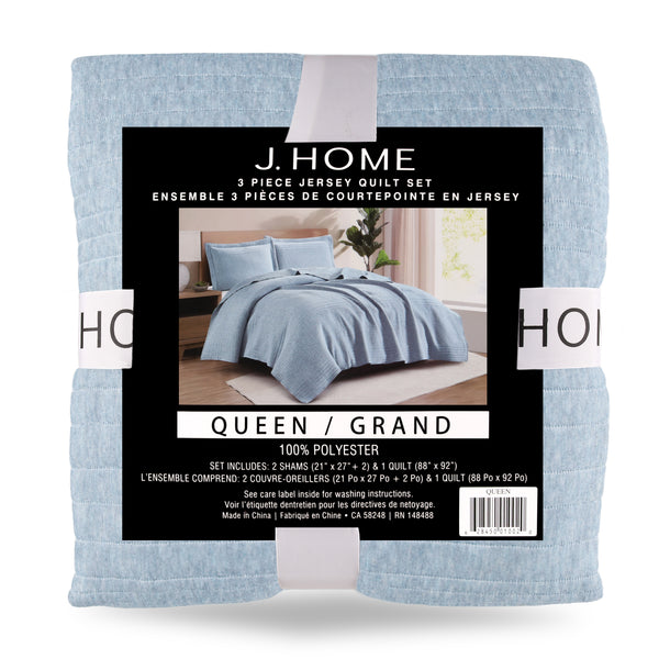 Johnson Home 3 pcs Quilt set - Jacquard - Blue