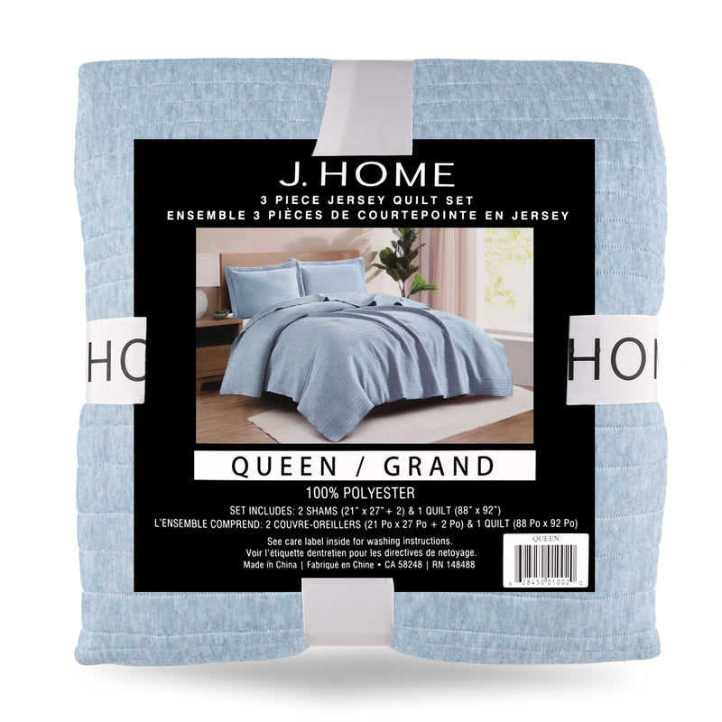 Johnson Home 3 pcs Quilt set - Jacquard - Blue