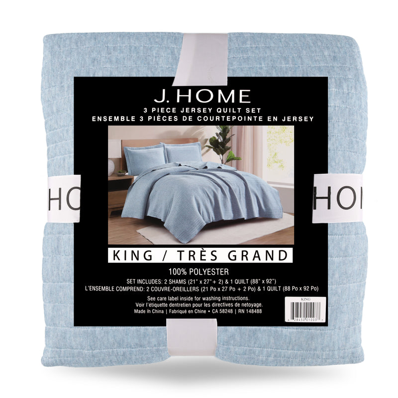 Johnson Home 3 pcs Quilt set - Jacquard - Blue