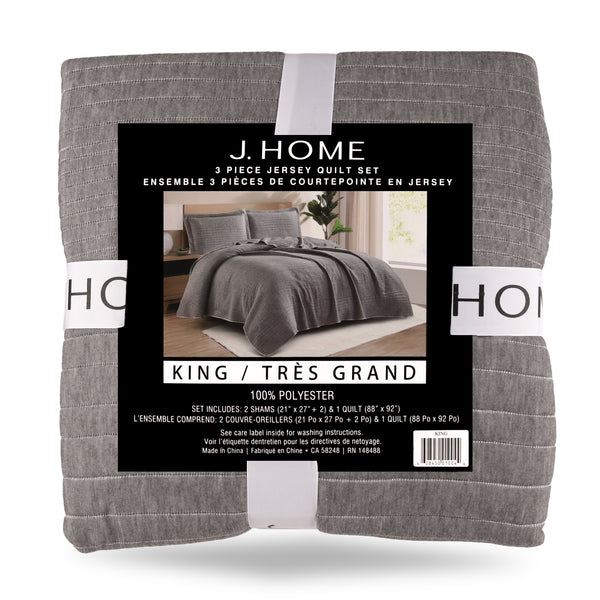 Johnson Home 3 pcs Quilt set - Jacquard - Grey