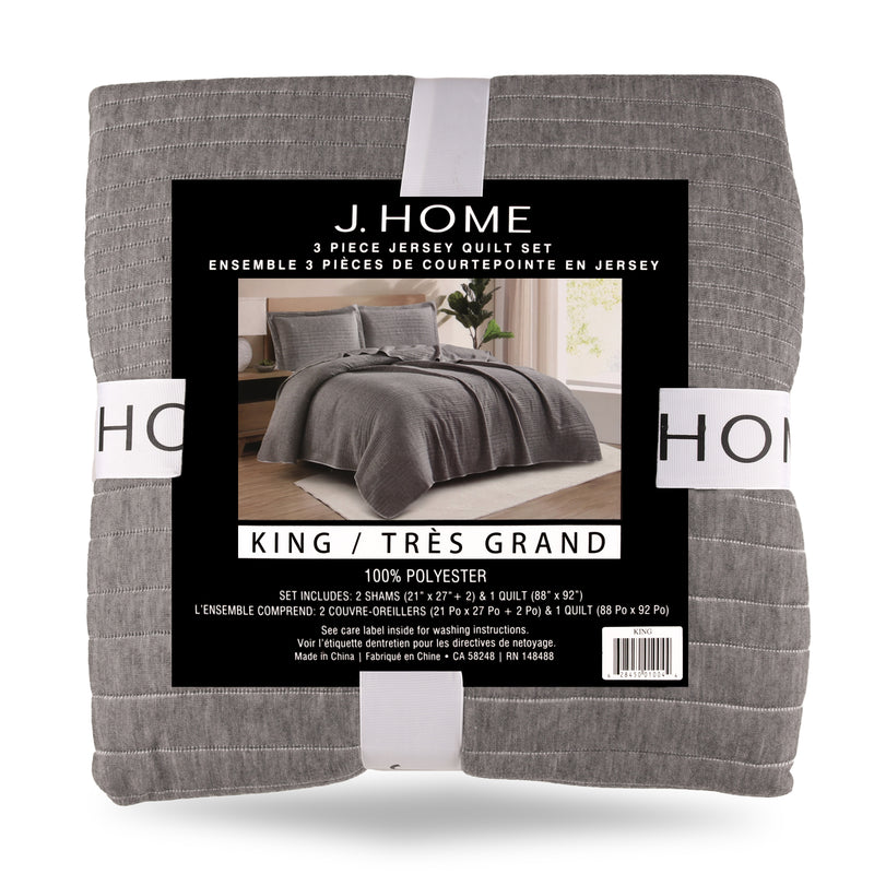 Johnson Home 3 pcs Quilt set - Jacquard - Grey
