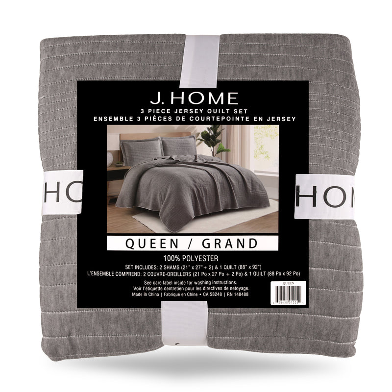 Johnson Home 3 pcs Quilt set - Jacquard - Grey