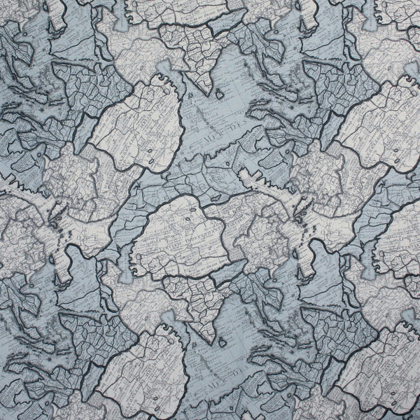 Home Decor Fabric - ESSENTIALS - Maps - Blue