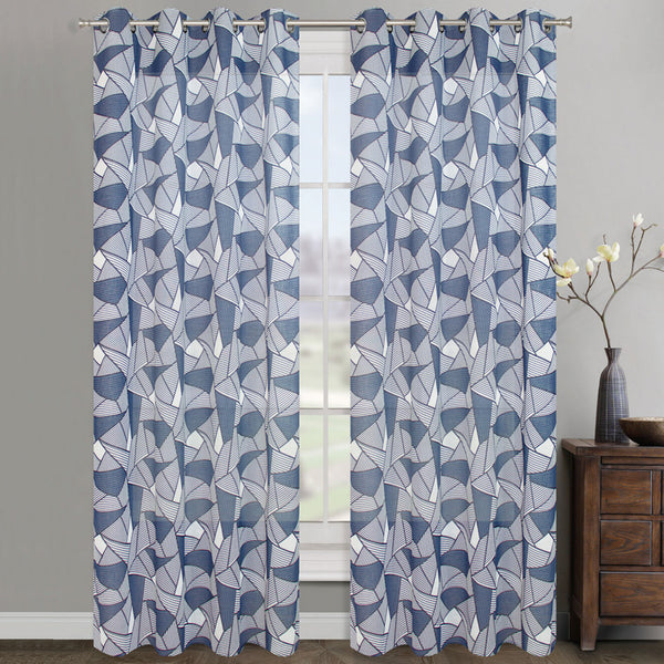Grommets curtain panel - Sheer - Tetraede - Azur - 52 x 96''