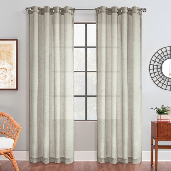 Grommet curtain panel - Cora - Grey - 52 x 84''
