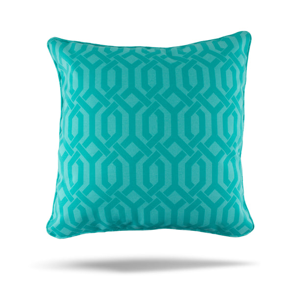 Decorative Outdoor Cushion Cover - Bombay - Monstera Trellis  - Teal - 18 x 18in