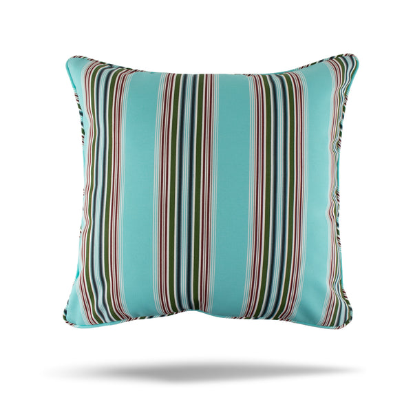 Decorative Outdoor Cushion Cover - Bombay - Lenaï Stripe - Aqua - 18 x 18in