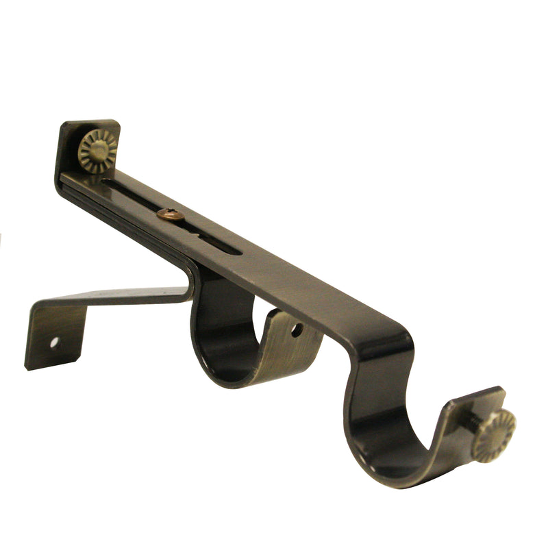 Metal extendible bracket for 28mm rod - Antique Brass - 7.5 - 8.75"