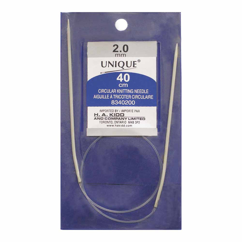 UNIQUE KNITTING Circular Knitting Needles 40cm (16") Aluminum - 2mm/US 0