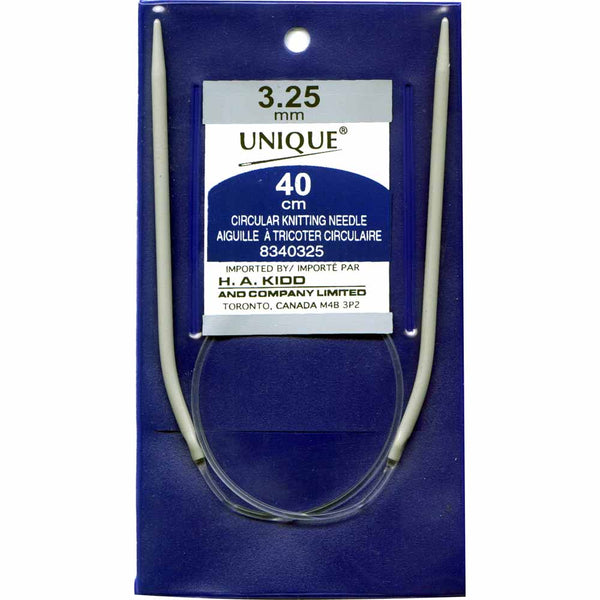 UNIQUE KNITTING Circular Knitting Needles 40cm (16") Aluminum - 3.25mm/US 3