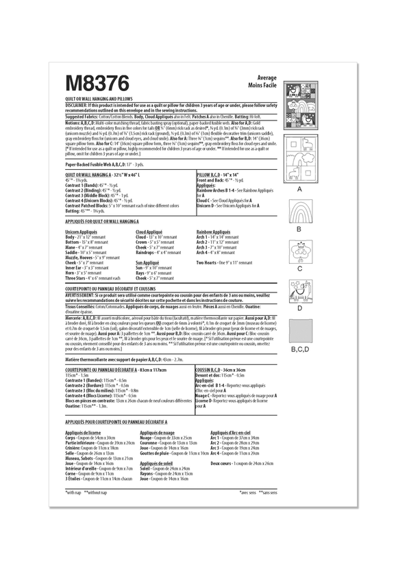 M8376 QUILT OU TENTURE MURALE ET OREILLERS DE SEW SWEET CHIC BY SUSAN COUSINEAU