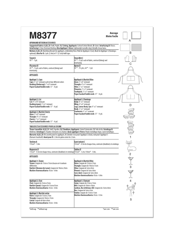 M8377 TABLIER ET ACCESSOIRES DE CUISINE