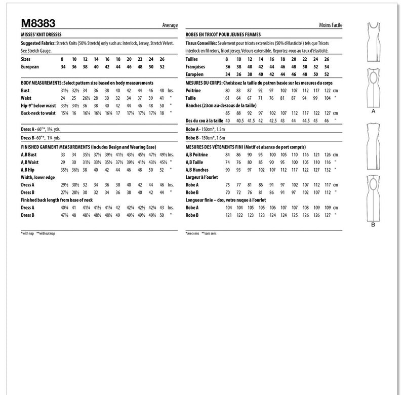 M8383 Misses' Knit Dresses by Brandi Joan (18-20-22-24-26)
