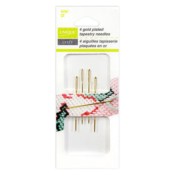 UNIQUE CRAFT Gold Plated Tapestry Needles - size 22 - 4pcs