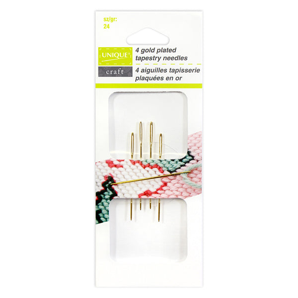 UNIQUE CRAFT Gold Plated Tapestry Needles - size 24 - 4pcs