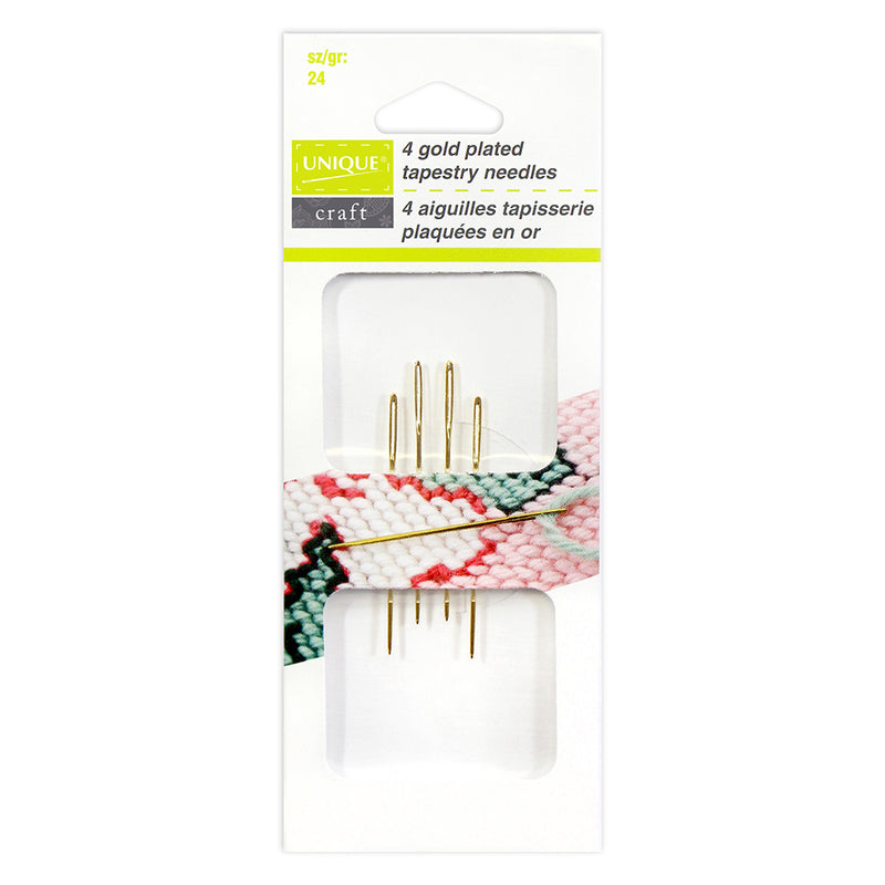 UNIQUE CRAFT Gold Plated Tapestry Needles - size 24 - 4pcs